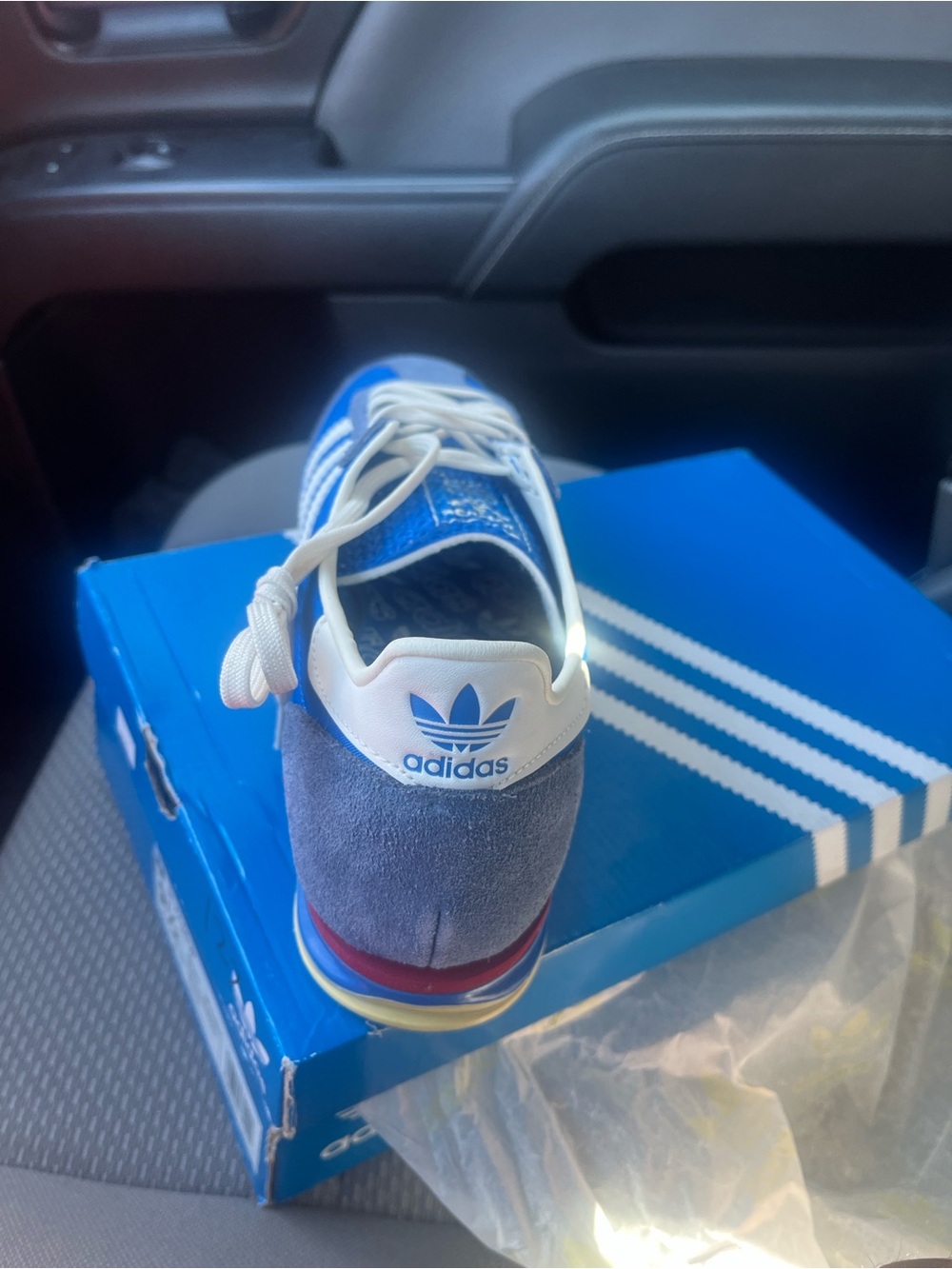 adidas Originals Blue, White and Red Suede Low-Top Sneakers